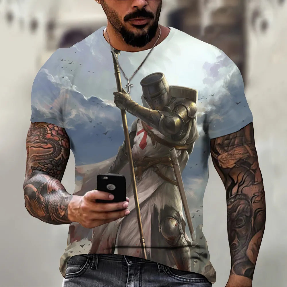 Templar 3D Printed Men's T-Shirt Cross