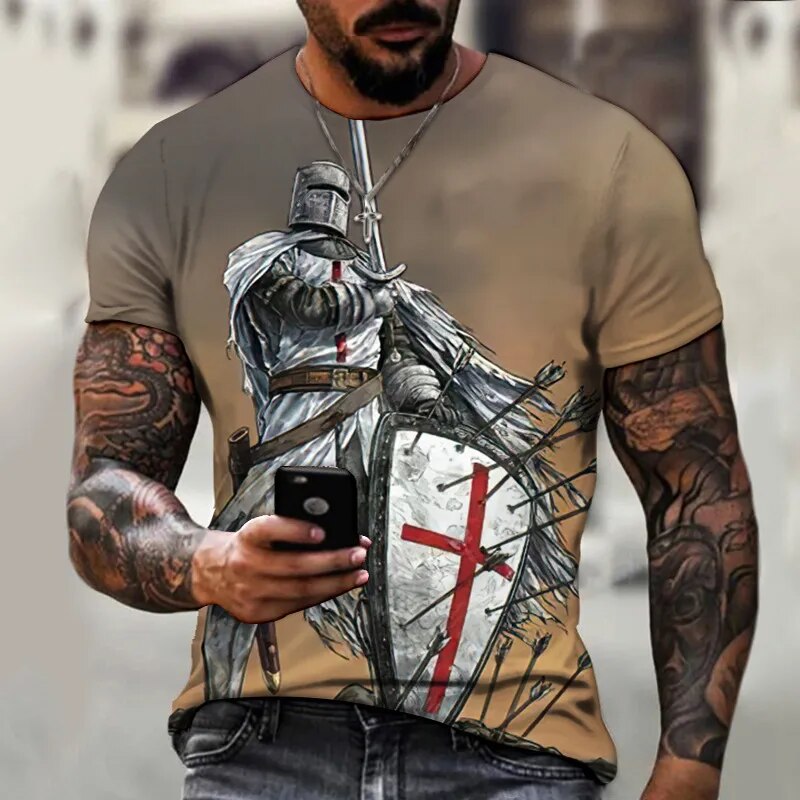 Templar 3D Printed Men's T-Shirt Cross